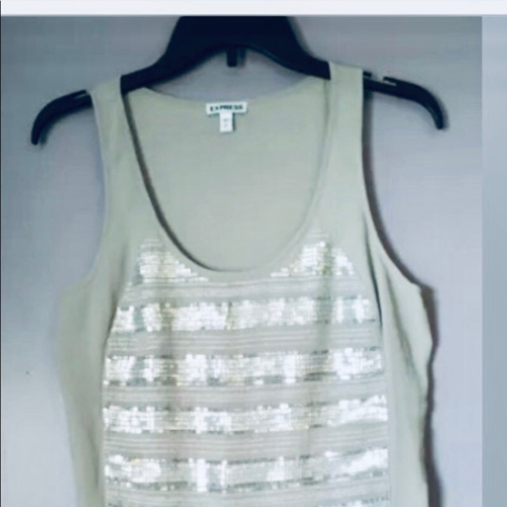 Express Size Small Tank Light Gray Striped Silver